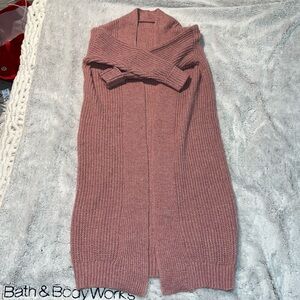 (S) Pink Long Knit Cardigan